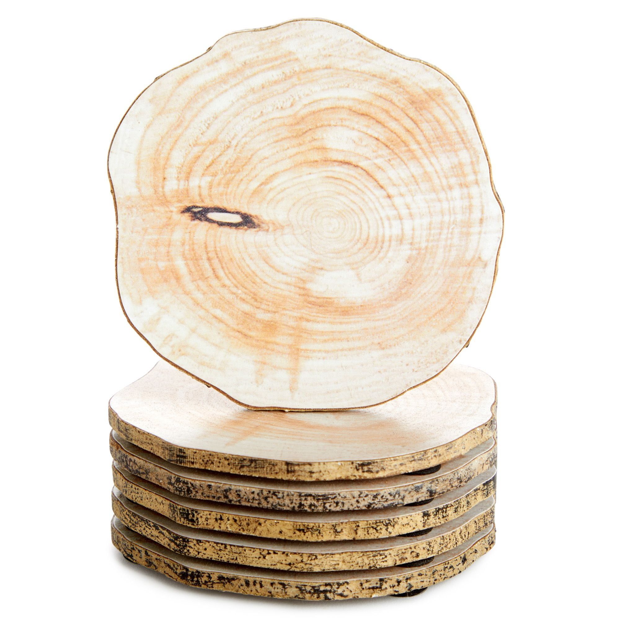 Rustic Round Wood Coasters with Rope, 4-inch, Set of 6