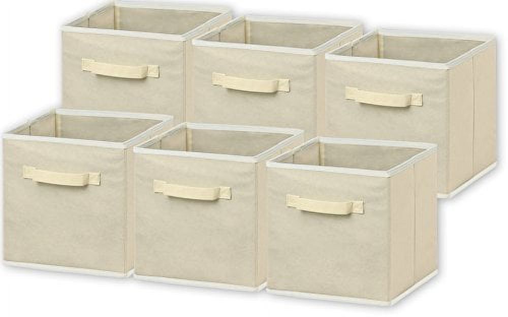 Beige Foldable Fabric Storage Bins, 6 Pack