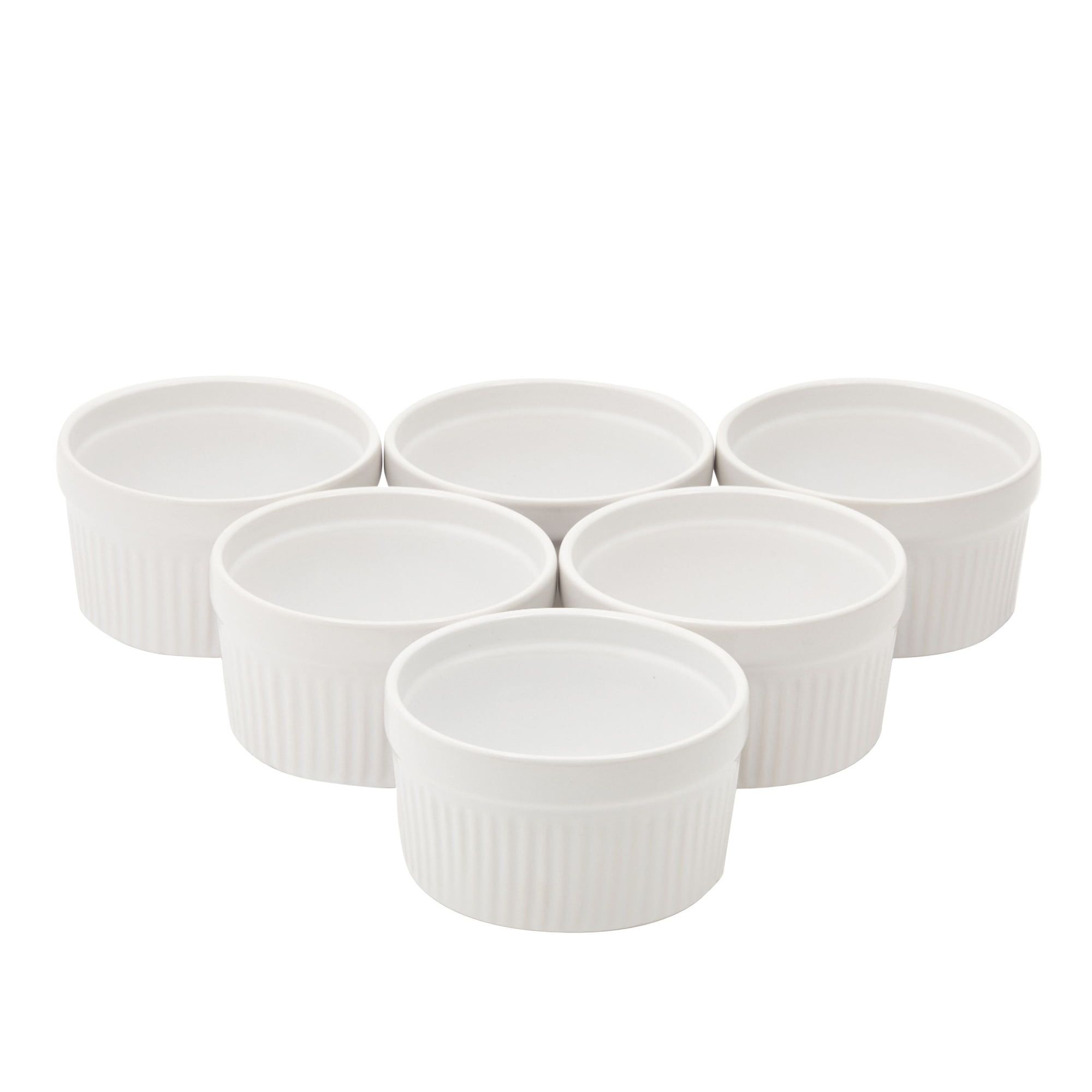 Set of 6 White Ceramic 8 oz Ramekins