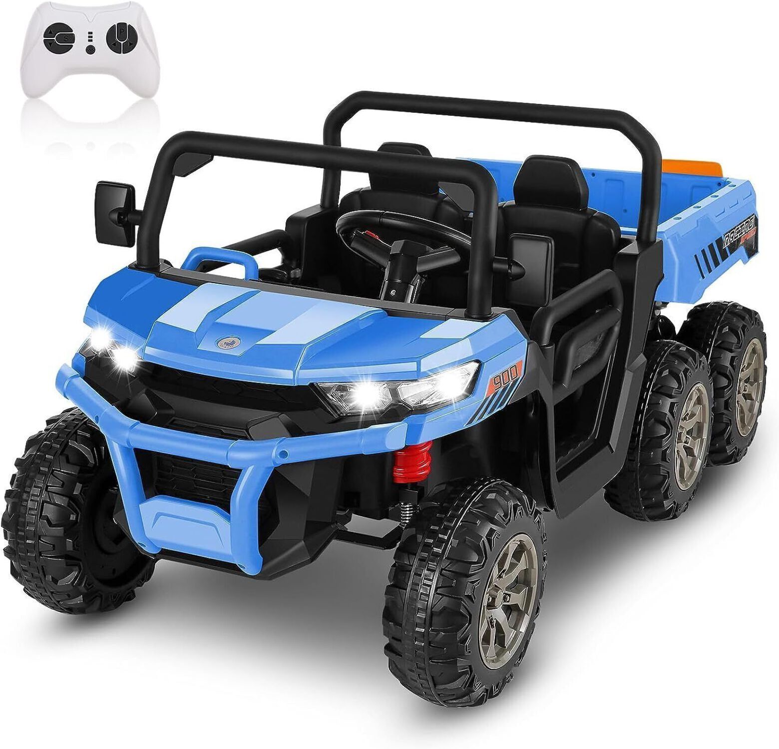 6-Wheel 2-Seat Dump Truck Ride-On Toy with 24V Battery Power for Kids