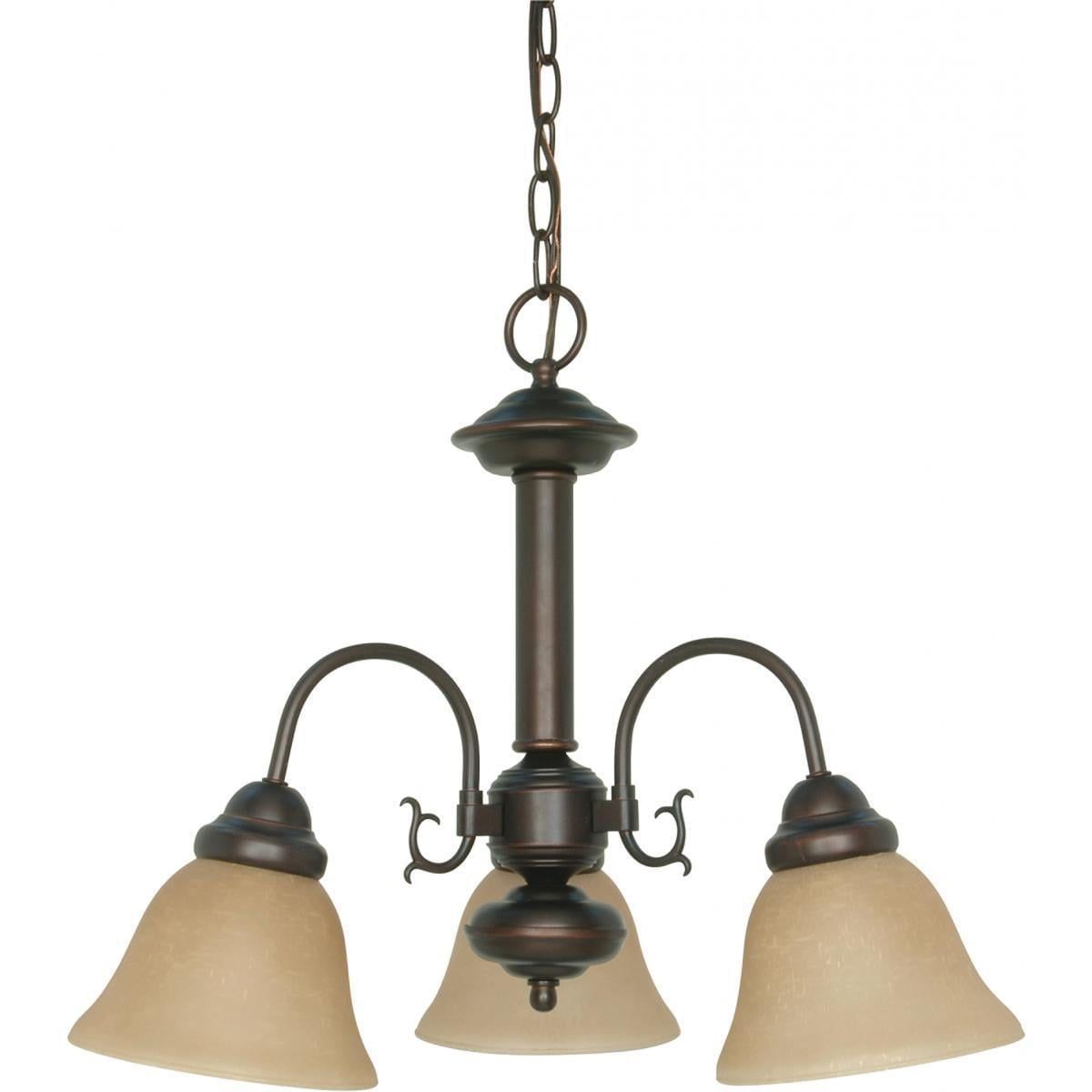 Ballerina Elegance 3-Light Mahogany Bronze Chandelier with Champagne Linen Glass