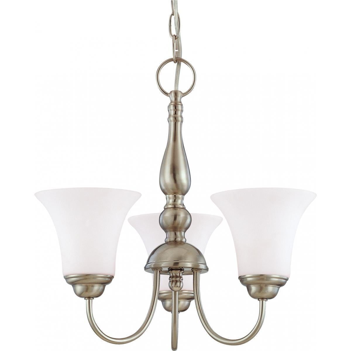 Dupont Brushed Nickel 3-Light Chandelier with Satin White Glassware