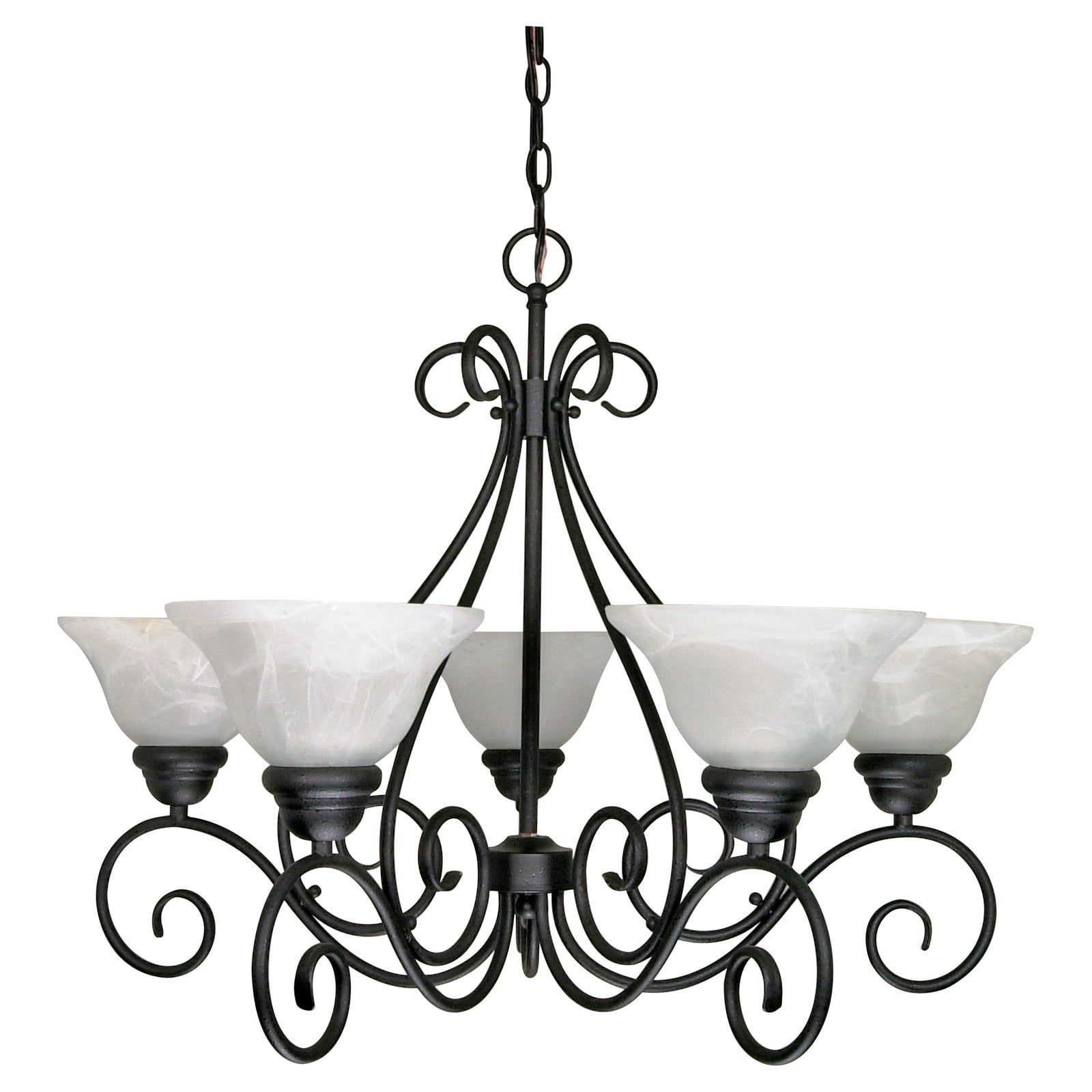 Castillo 5-Light Chandelier Textured Black with Alabaster Glass