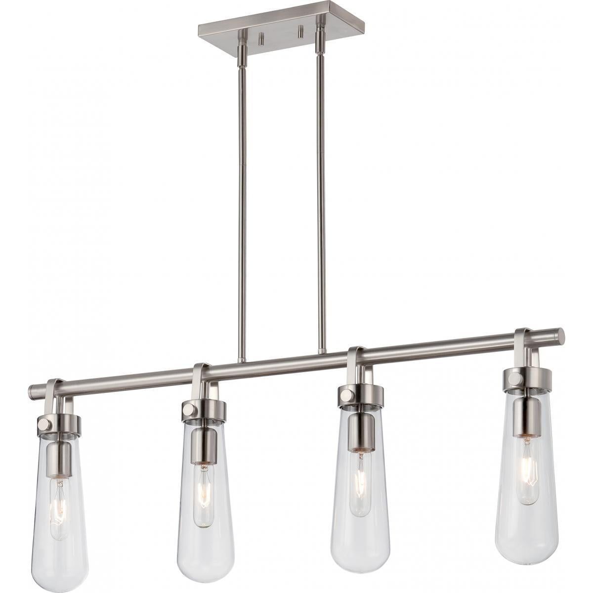 Beaker Brushed Nickel 4-Light Glass Pendant, 36" x 52"