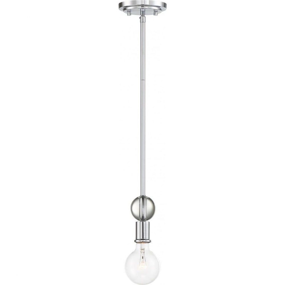 Bounce Transitional Mini Pendant in Polished Nickel with Crystal Globe