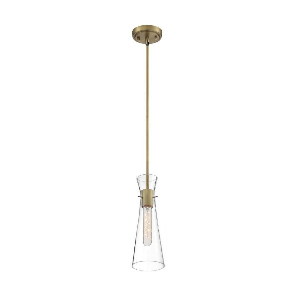 Bahari 14" Vintage Brass Mini Pendant with Clear Glass Shade