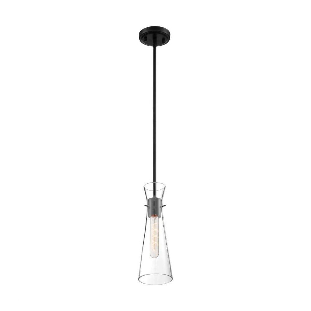 Bahari Black Glass Mini Pendant Light with LED Bulb