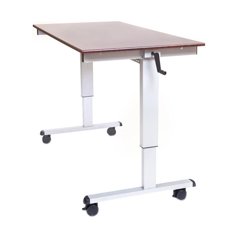 Adjustable Height 59'' Black and Silver Standing Desk with Lockable Casters