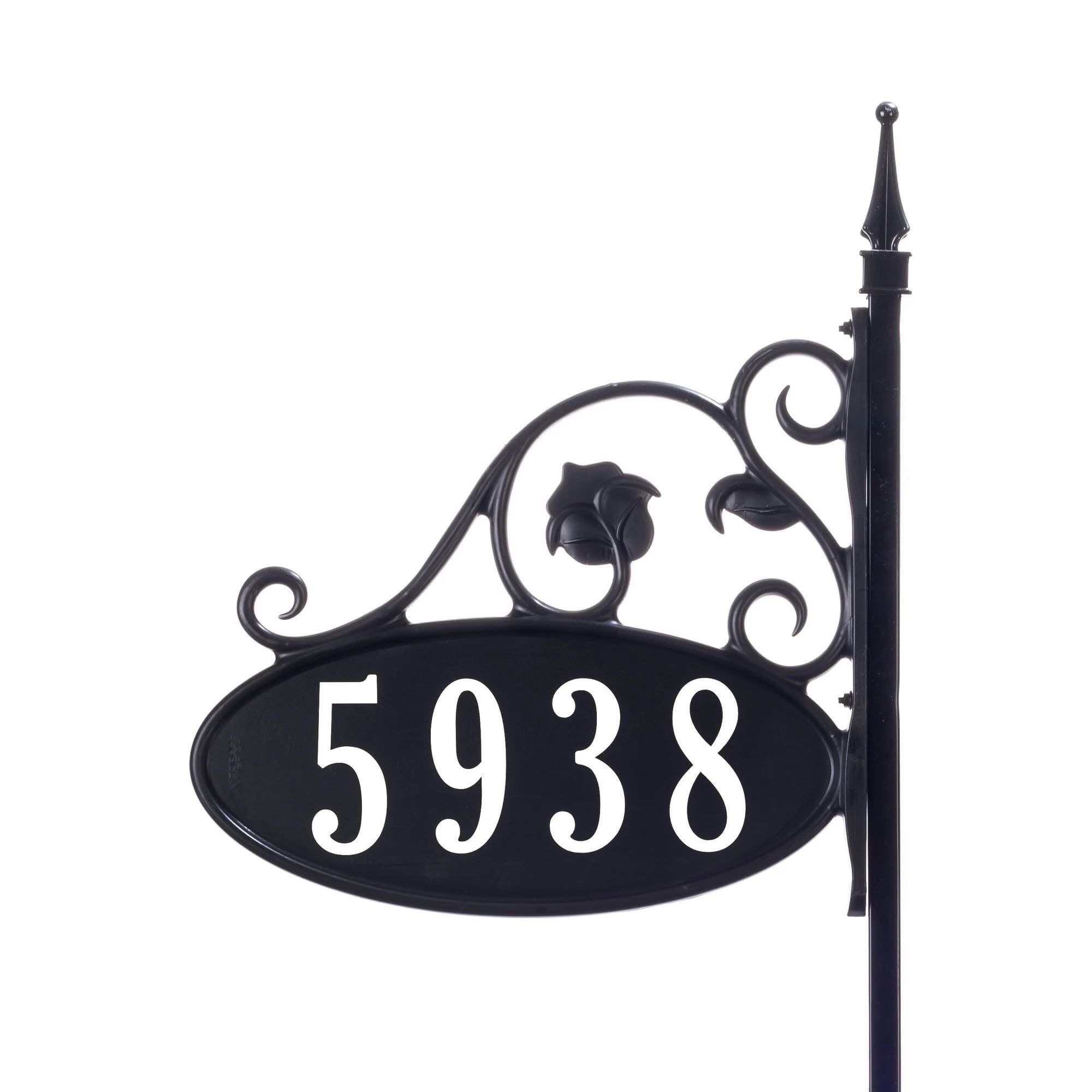 58" Black Oval Reflective Address Plaque with Post