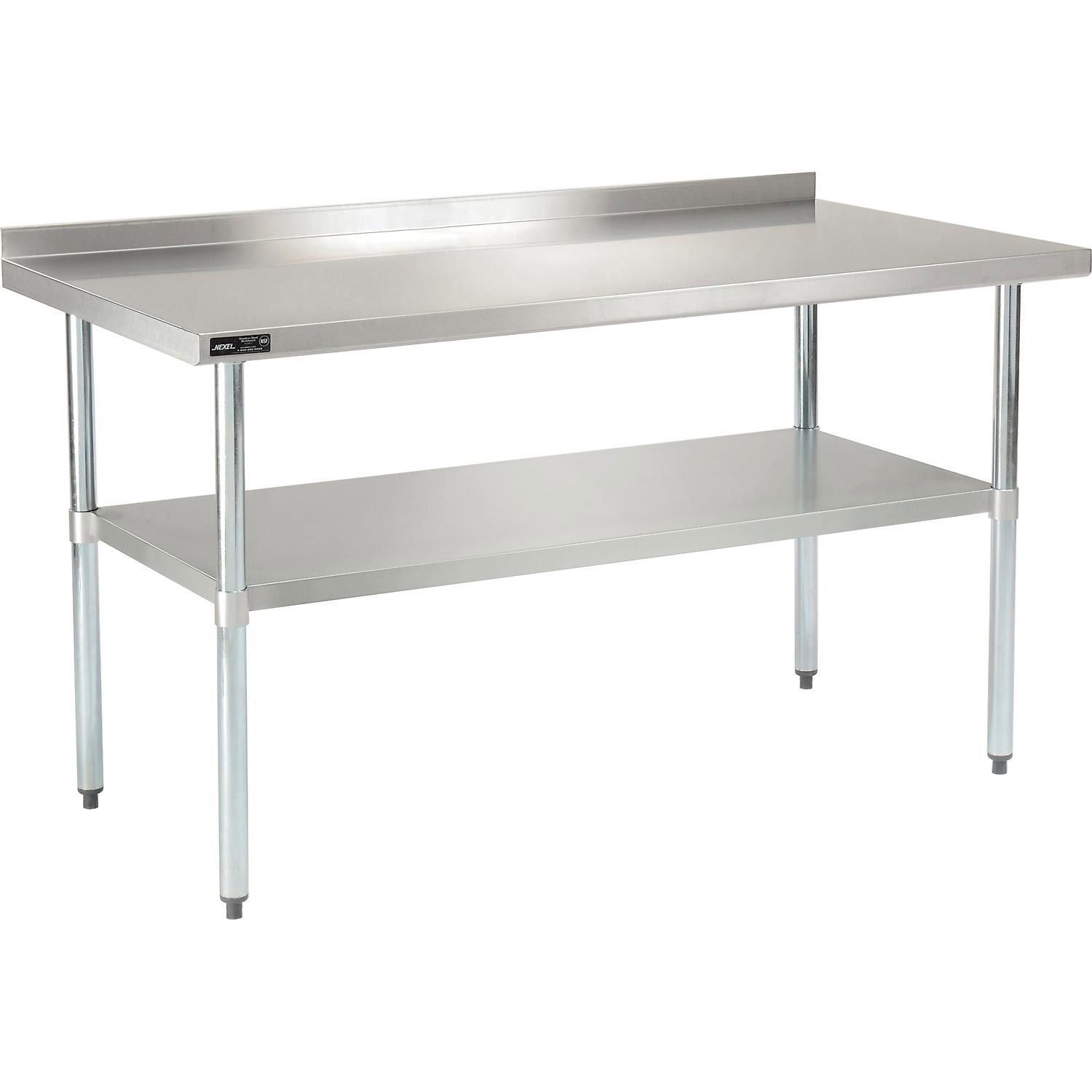 Stainless Steel Workbench with Backsplash and Undershelf, 60 x 30 in.