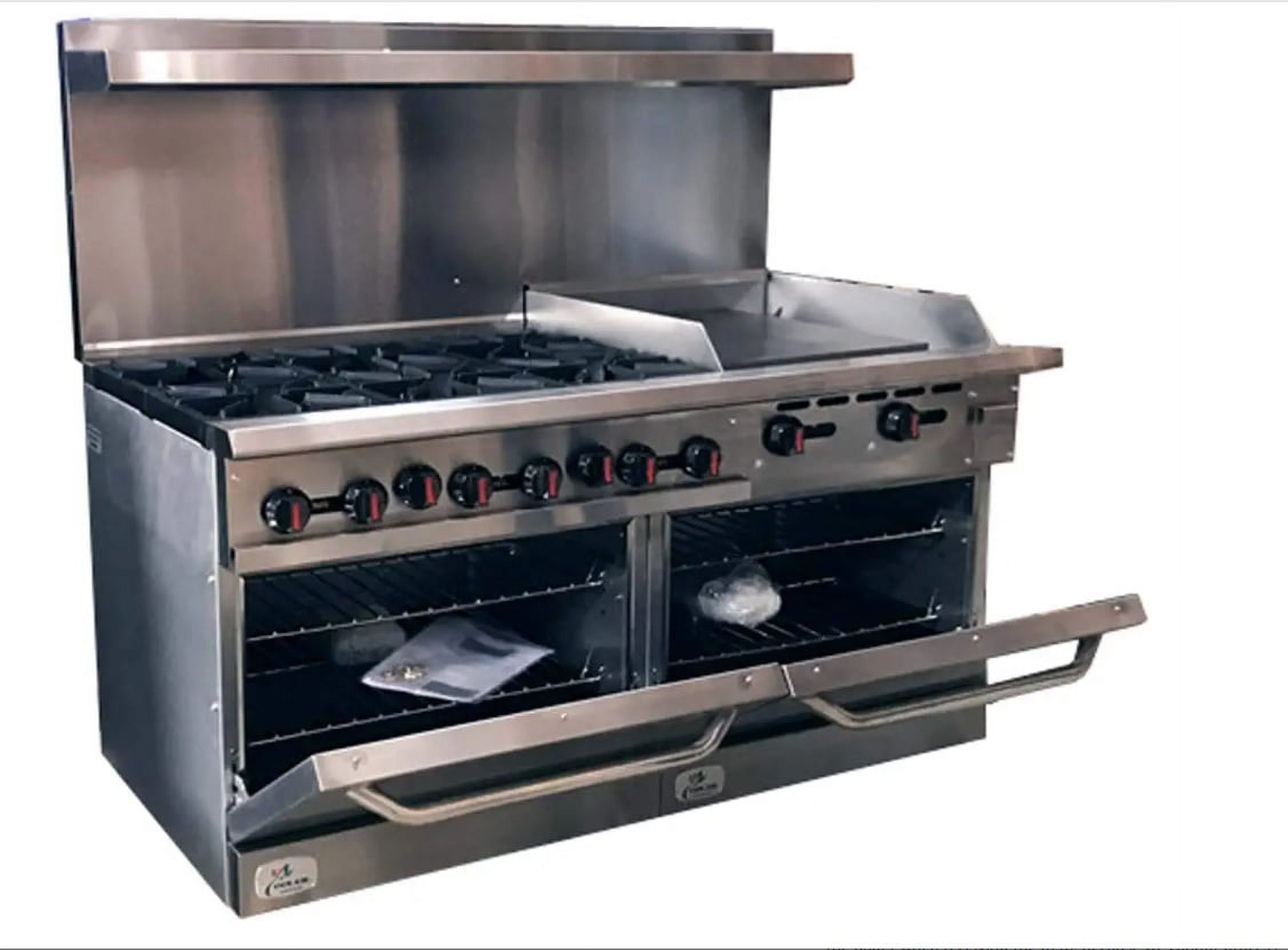 Stainless Steel Commercial 6-Burner Gas Range with Griddle