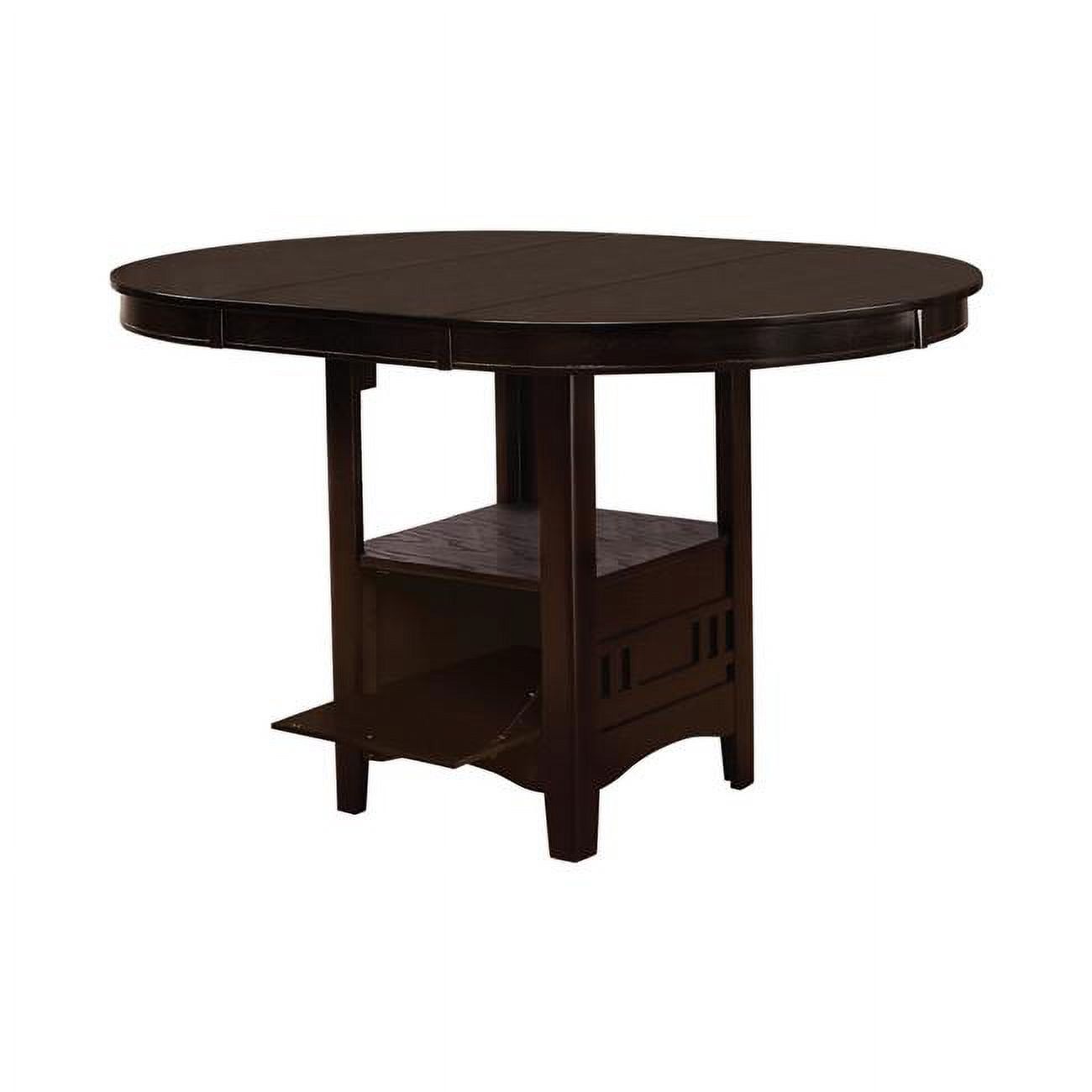 Espresso Brown Round Wood Extendable Counter Height Table