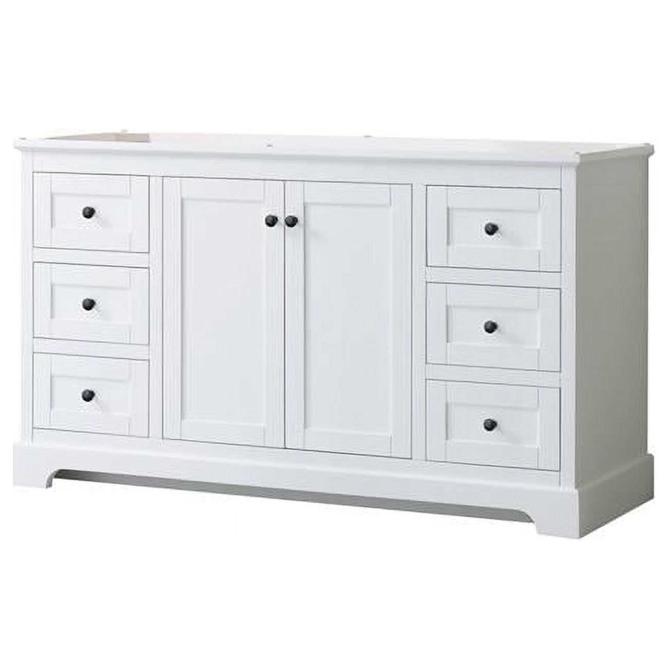 Avery 60" White Freestanding Bathroom Vanity with Matte Black Trim