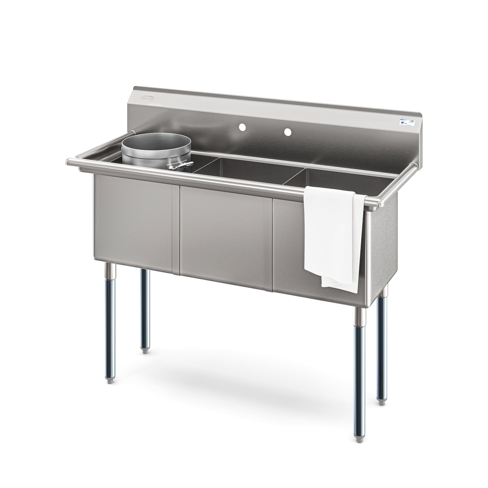 60'' Triple Bowl Brushed Stainless Steel Commercial Sink