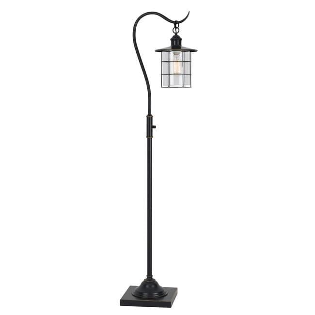 Edison Bronze Adjustable 60" Floor Lamp with Caged Glass Shade