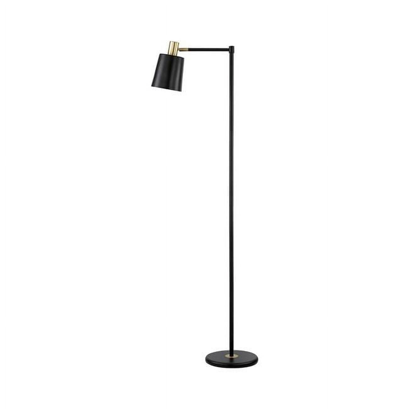 Black Tubular Metal Floor Lamp with Horn Style Shade