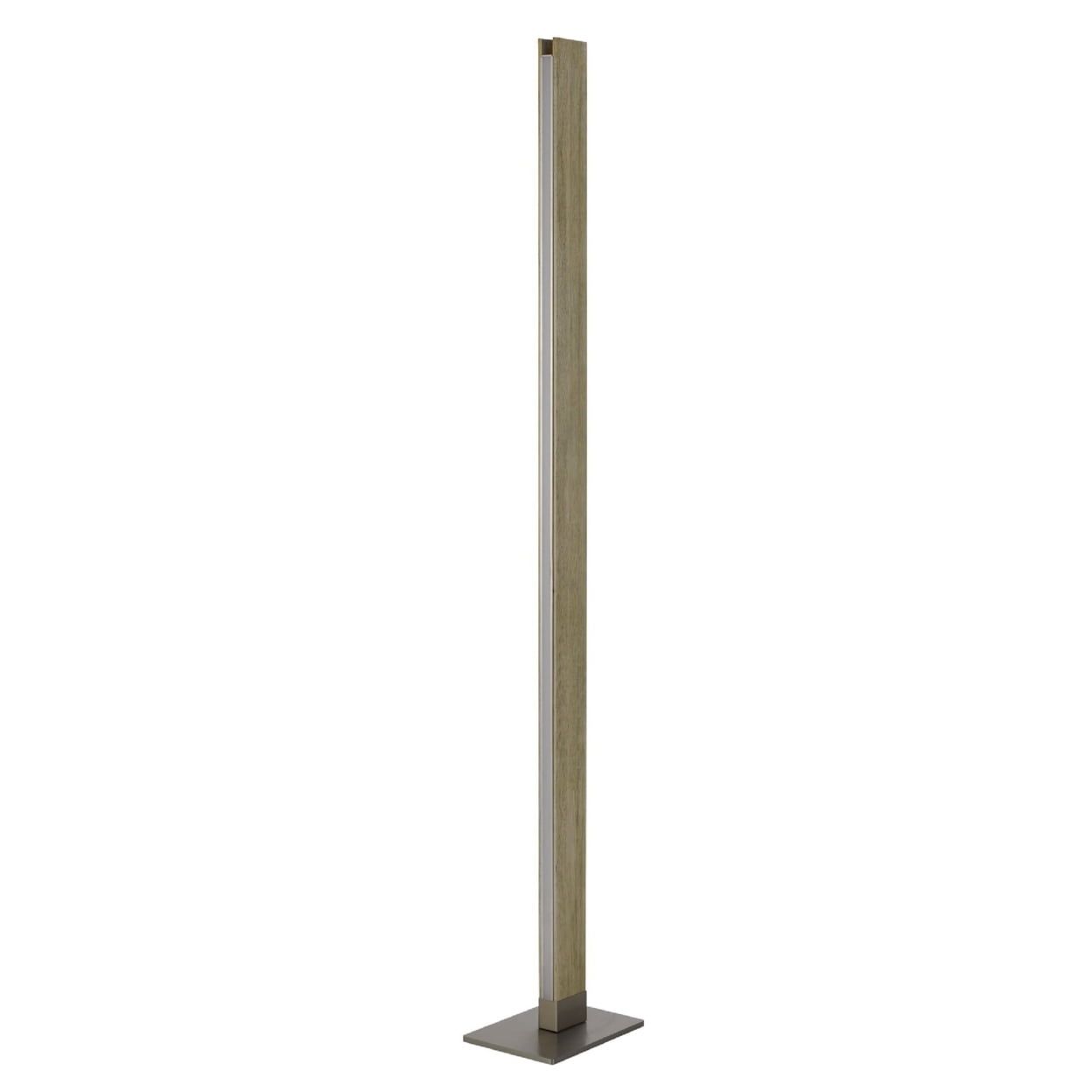 61-Inch Brown Rubber Wood LED Floor Lamp with Dimmer