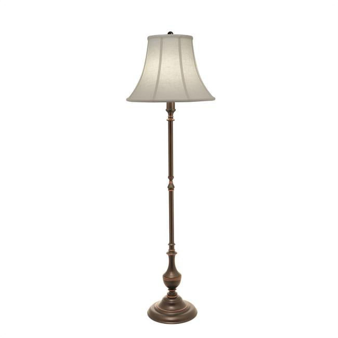 Elegant Antique Nickel Floor Lamp with Ivory Silk Shade, 65"