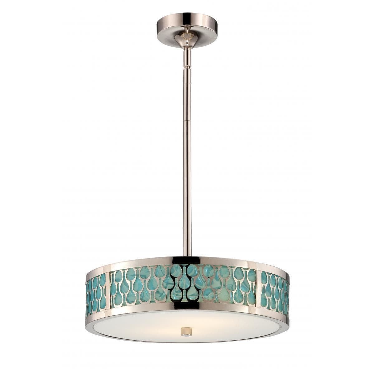 Polished Nickel 42" Glass Drum LED Pendant Light