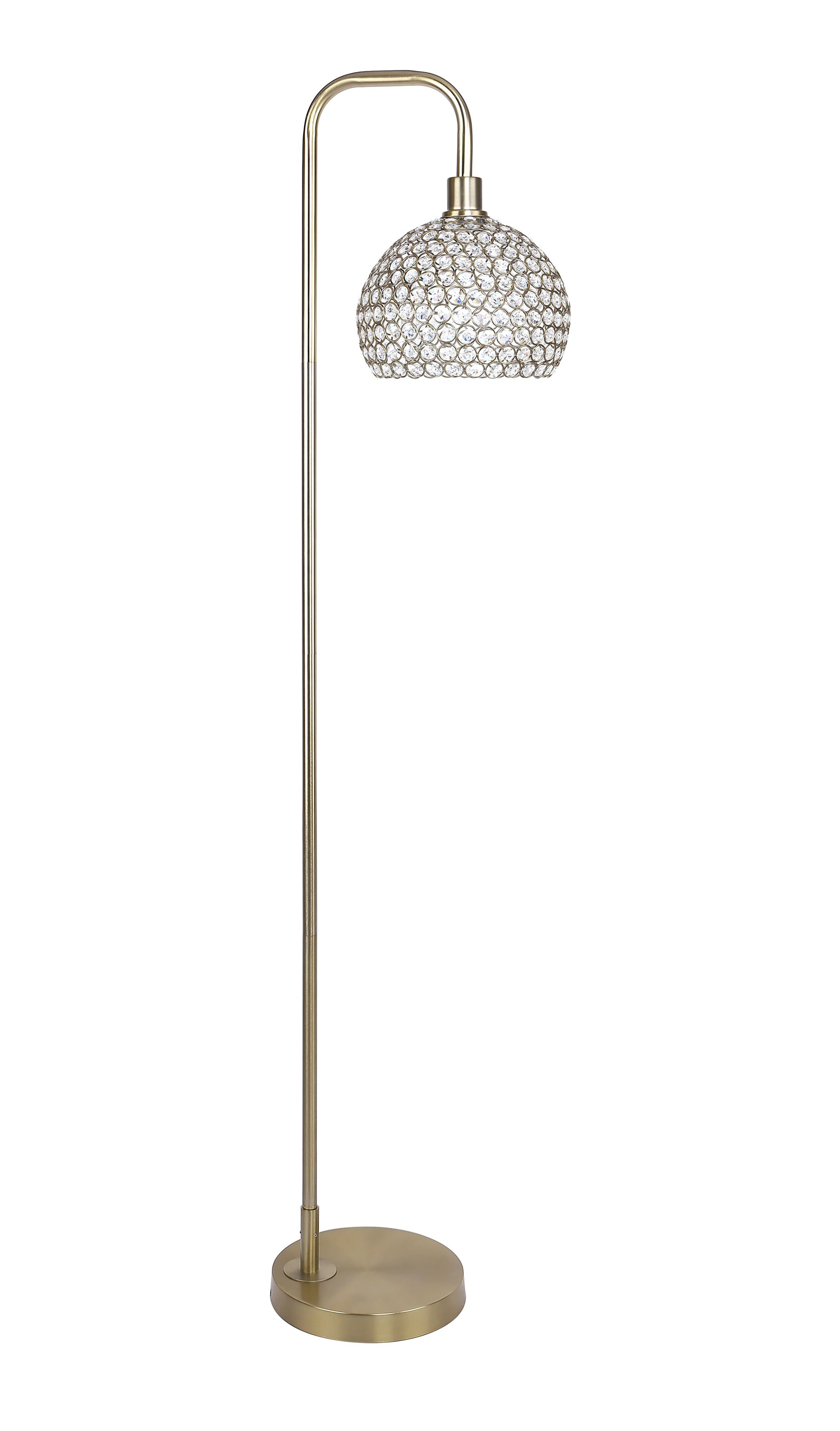 Gold Plated Arched Floor Lamp with Crystal Shade