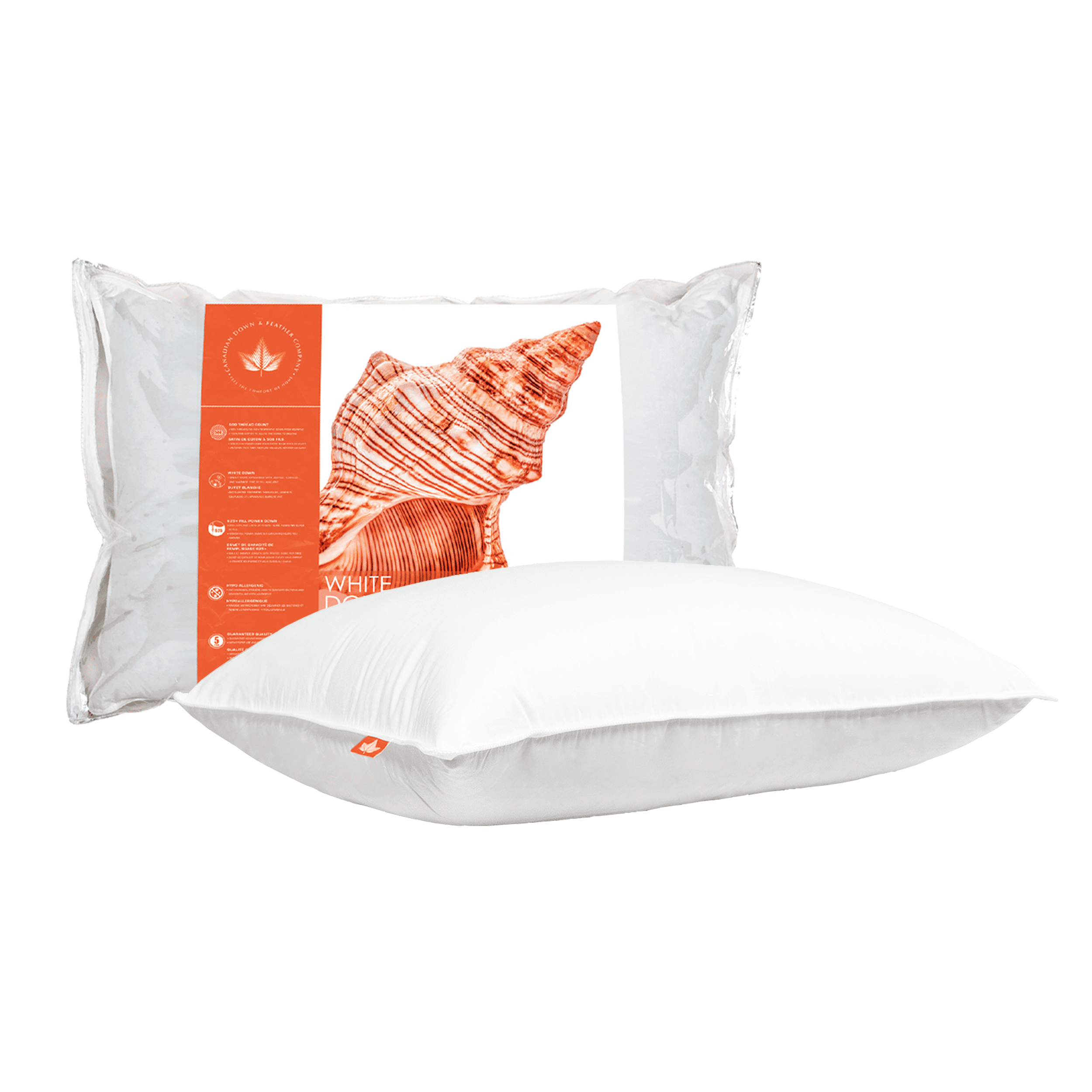 Eco-Luxe White Down Medium Support Standard Bed Pillow