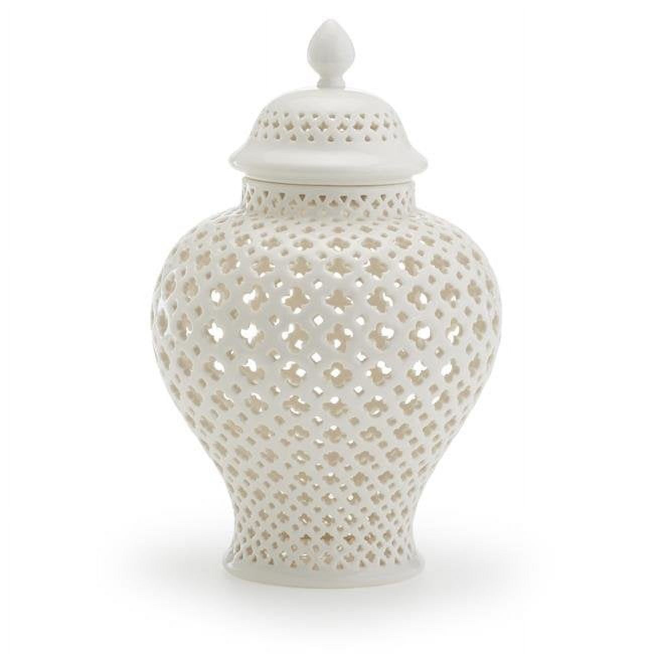 Carthage Pierced Ceramic Coastal Lantern 11.5" Glazed Finish