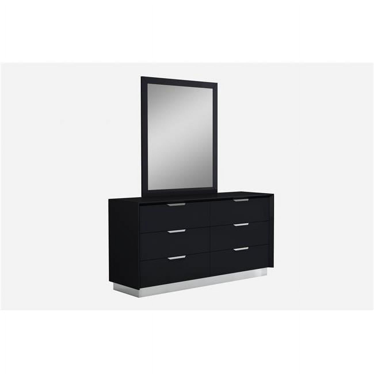 Arto 63'' Black Chrome Double Dresser with Soft Close Drawers