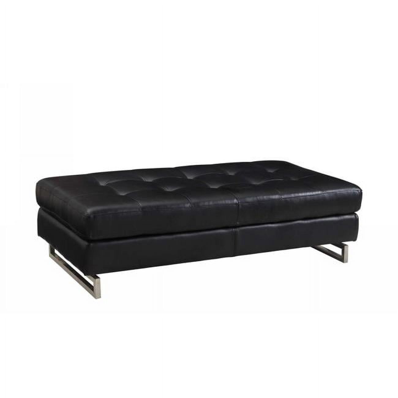 63 Inch Black Leather Air Upholstered Ottoman