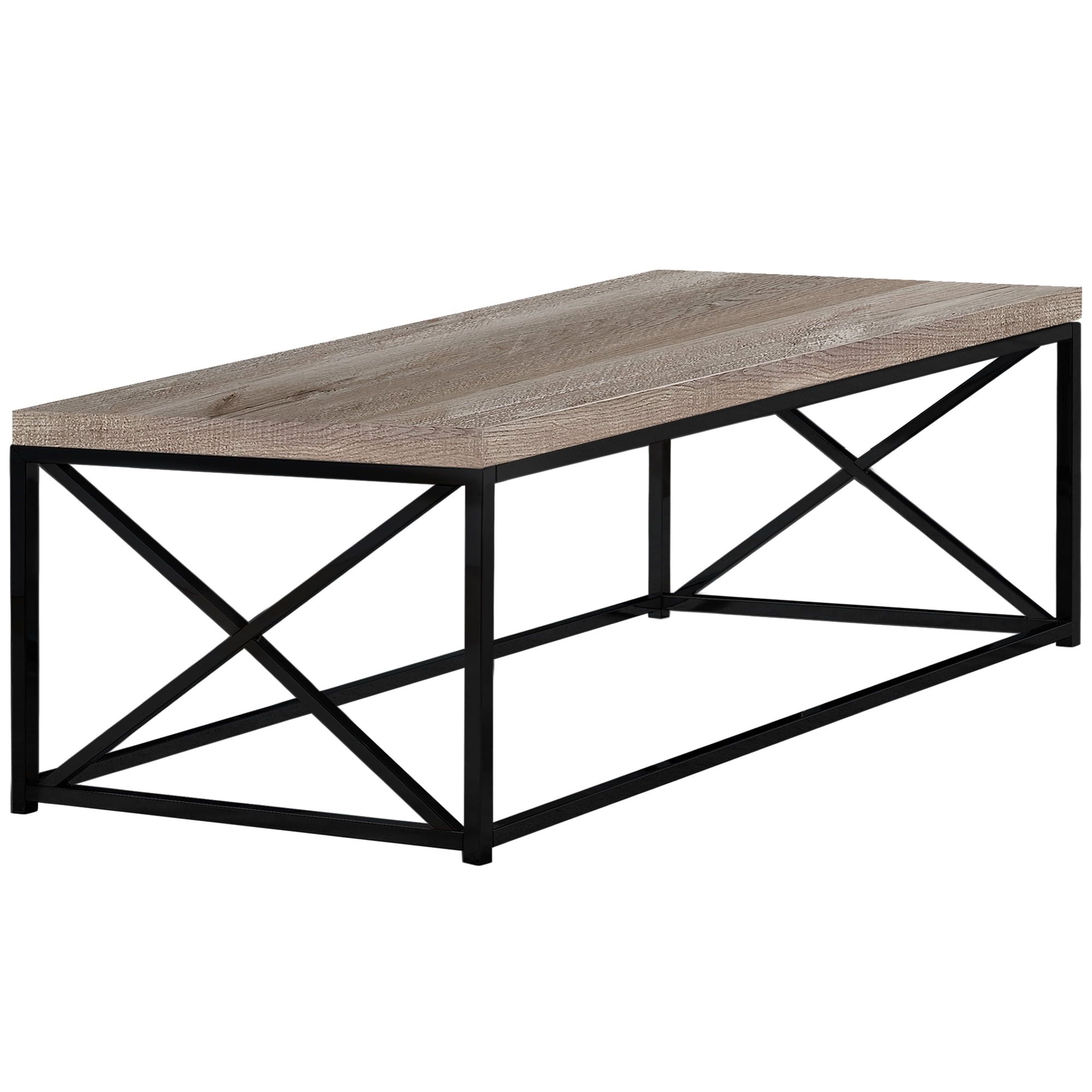 Taupe Black 44" Rectangular Particle Board Metal Outdoor Coffee Table