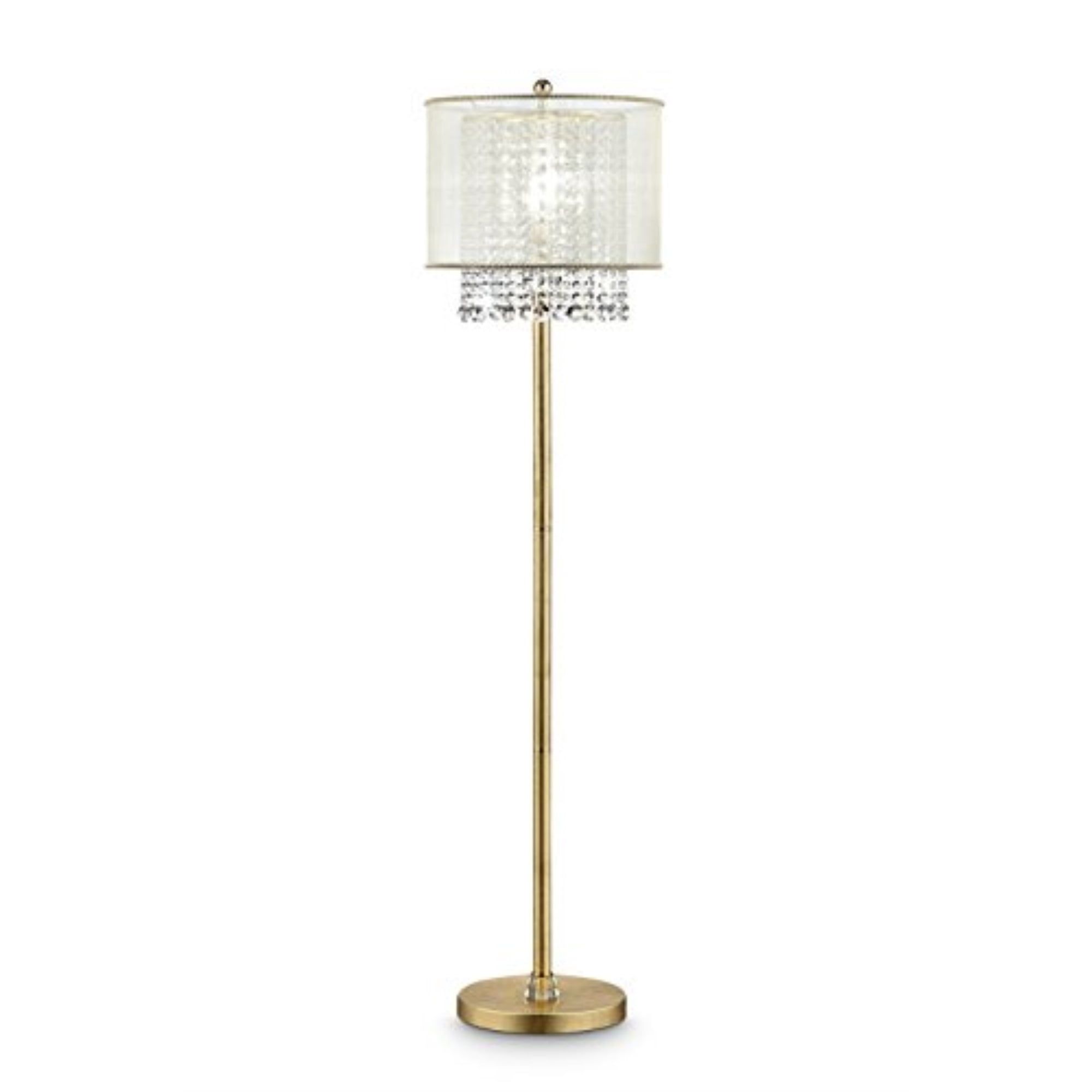 Elegance Crystal 64.5" Gold Foil Floor Lamp with Sheer Ivory Shade