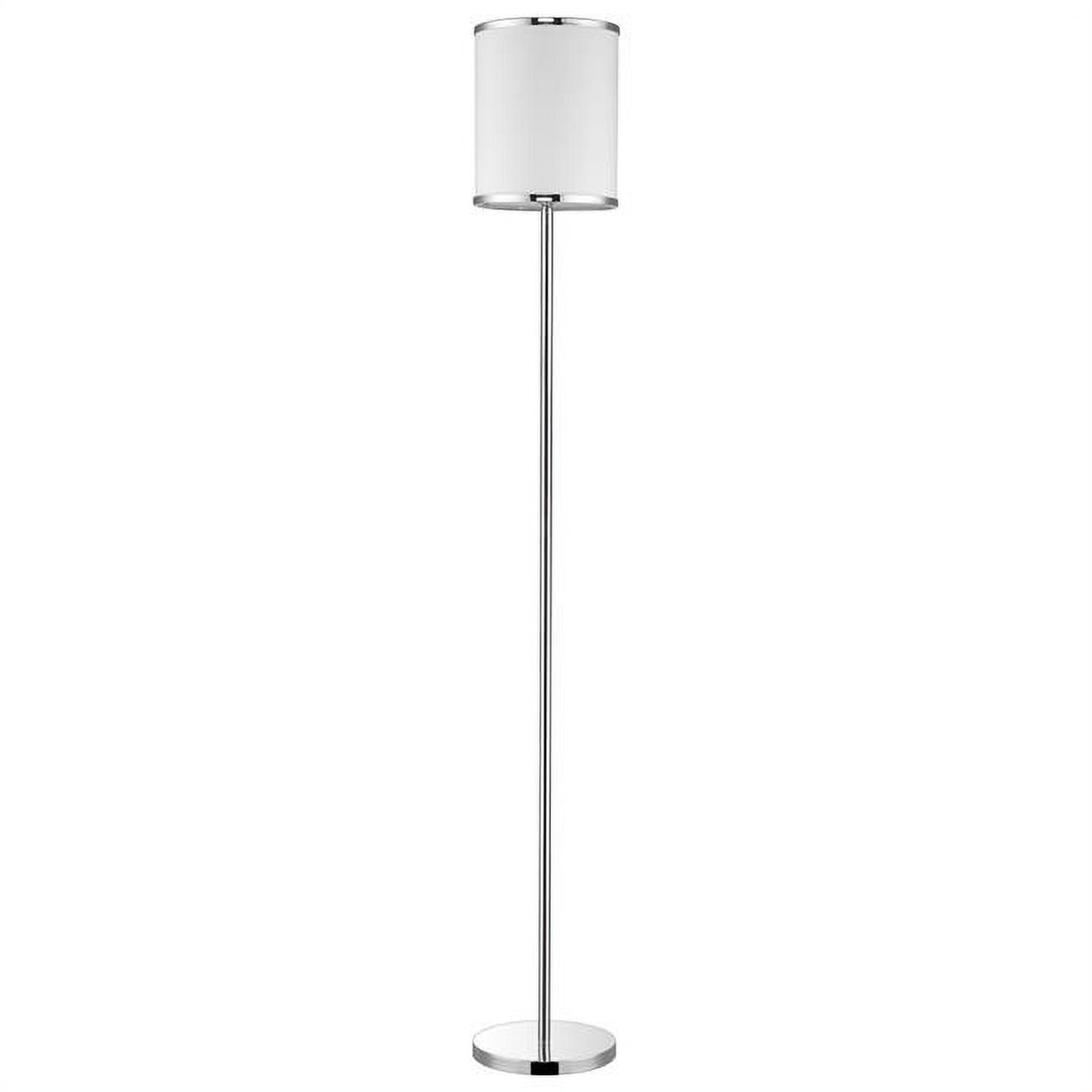 Elegant Chrome 65" Floor Lamp with White Fabric Drum Shade