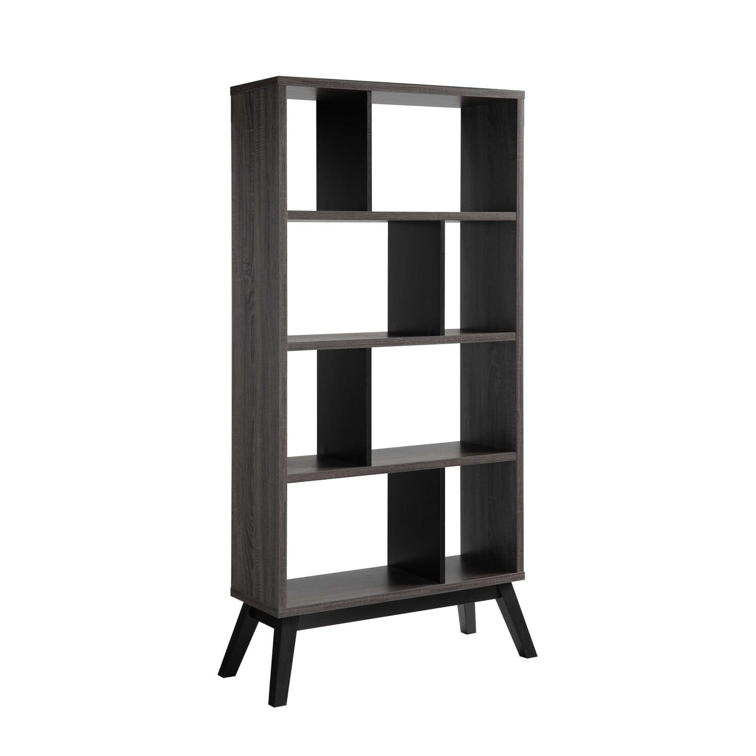 Gray Composite Wood 65-Inch Modern Bookcase with Flared Legs