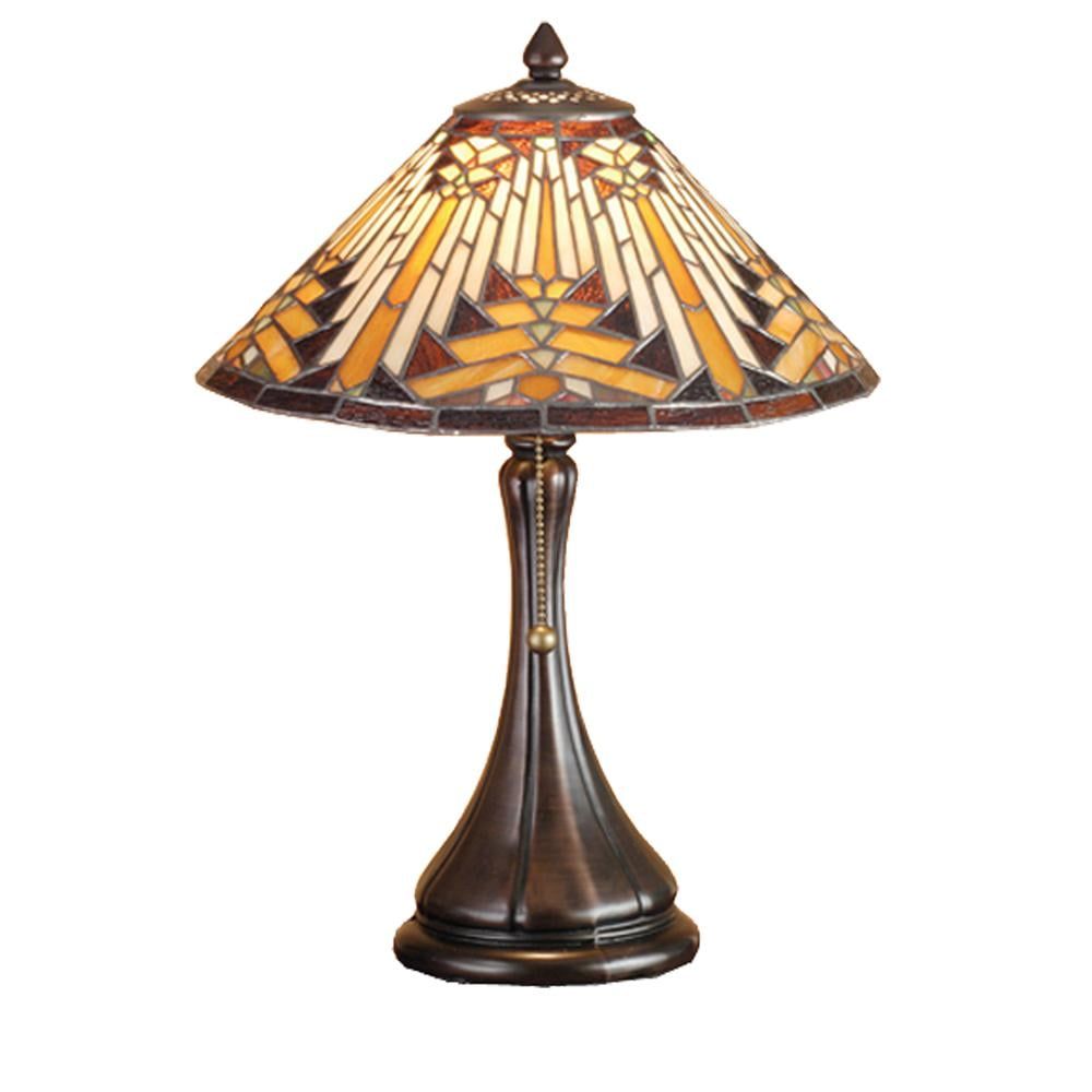 Mahogany Bronze 18" Handcrafted Stained Glass Table Lamp