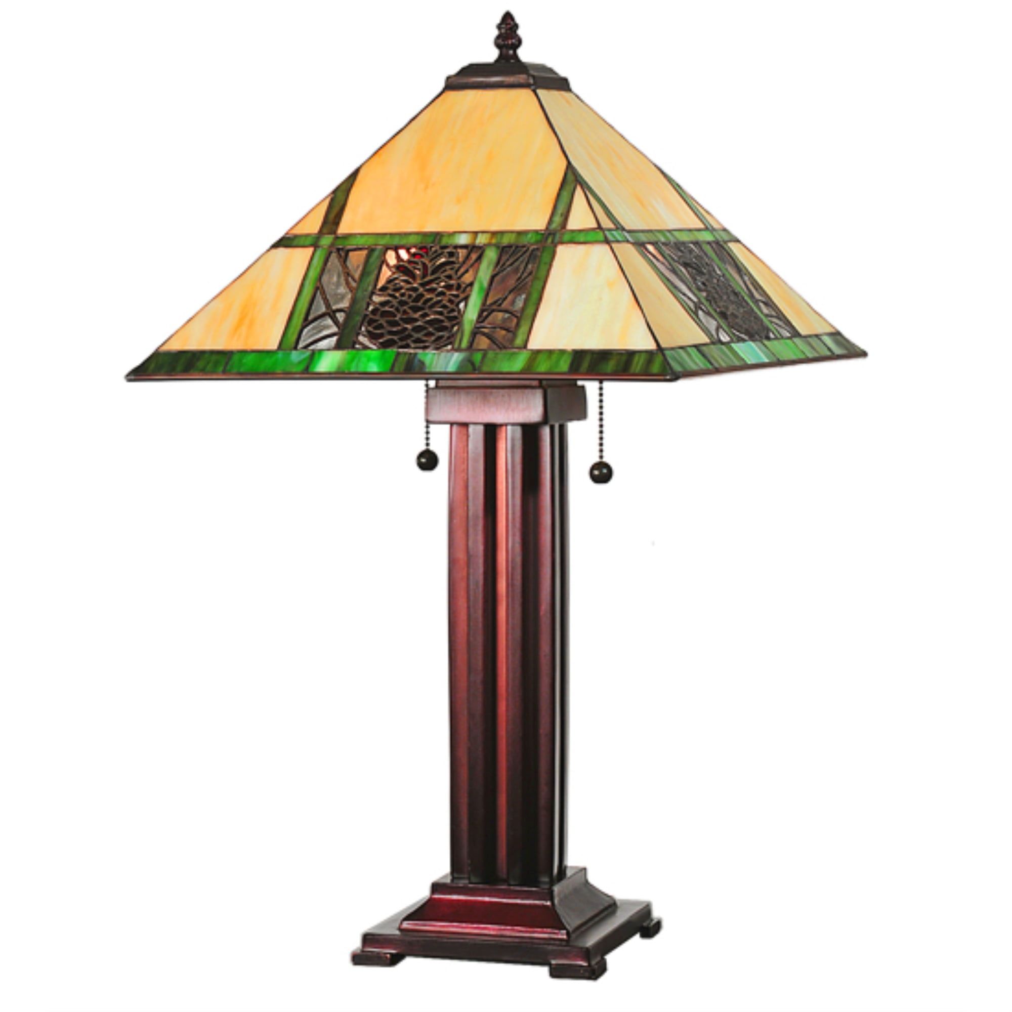 24" Mahogany Bronze Stained Glass Table Lamp