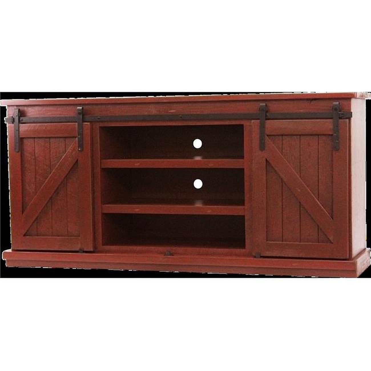 Rustic Red Solid Wood 68" TV Stand with Sliding Doors