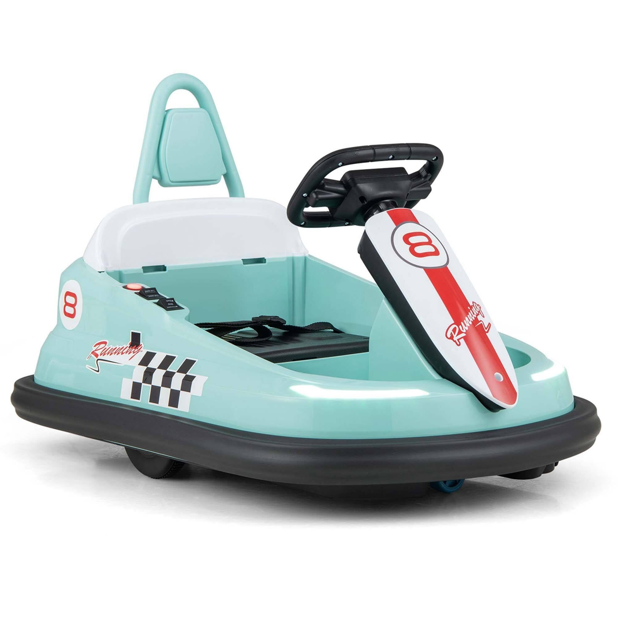 Green Electric Kids Ride-On Bumper Car with LED Lights