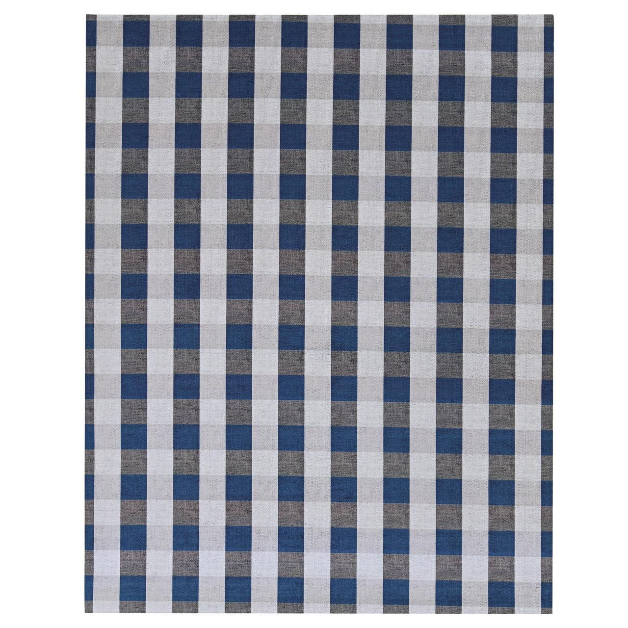 6' x 8' Gingham Check Indoor/Outdoor Rug in Blue and White