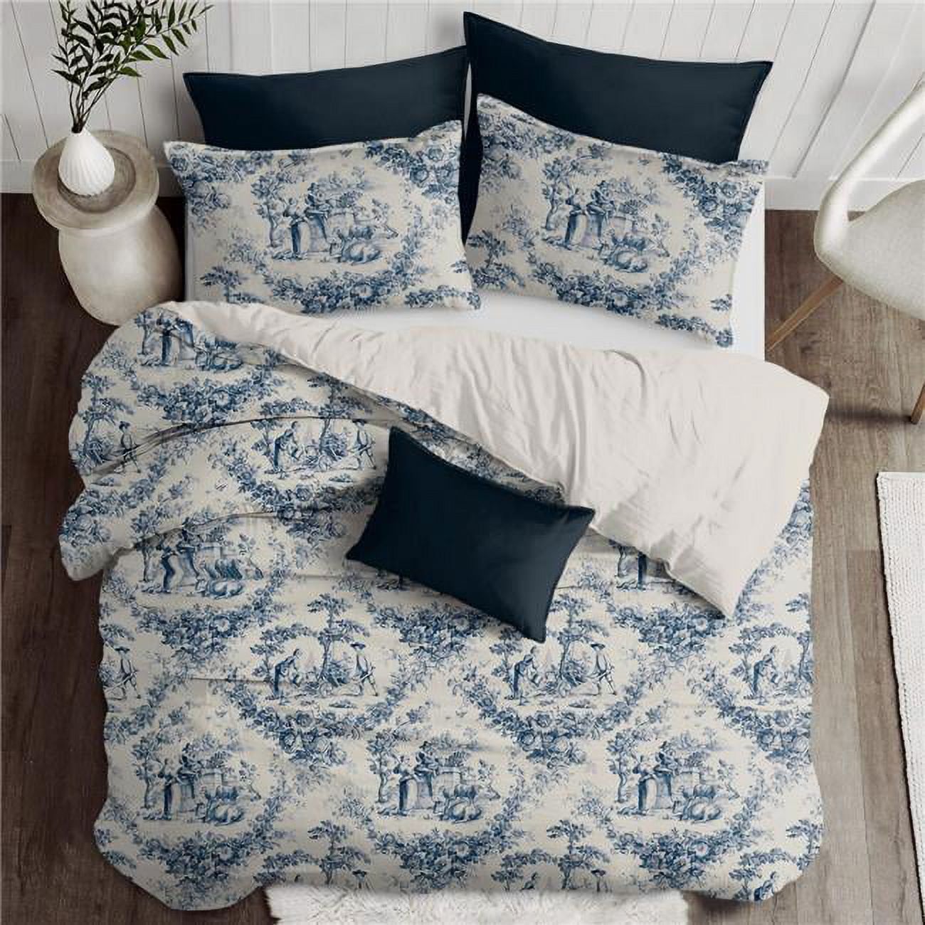 Mason Navy and Ivory Cotton Twin Duvet Cover Set