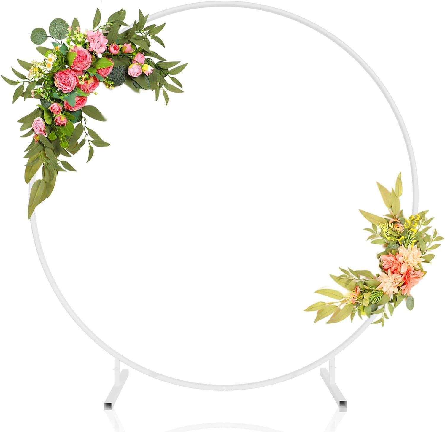 7.2ft White Metal Round Balloon Arch Backdrop Stand