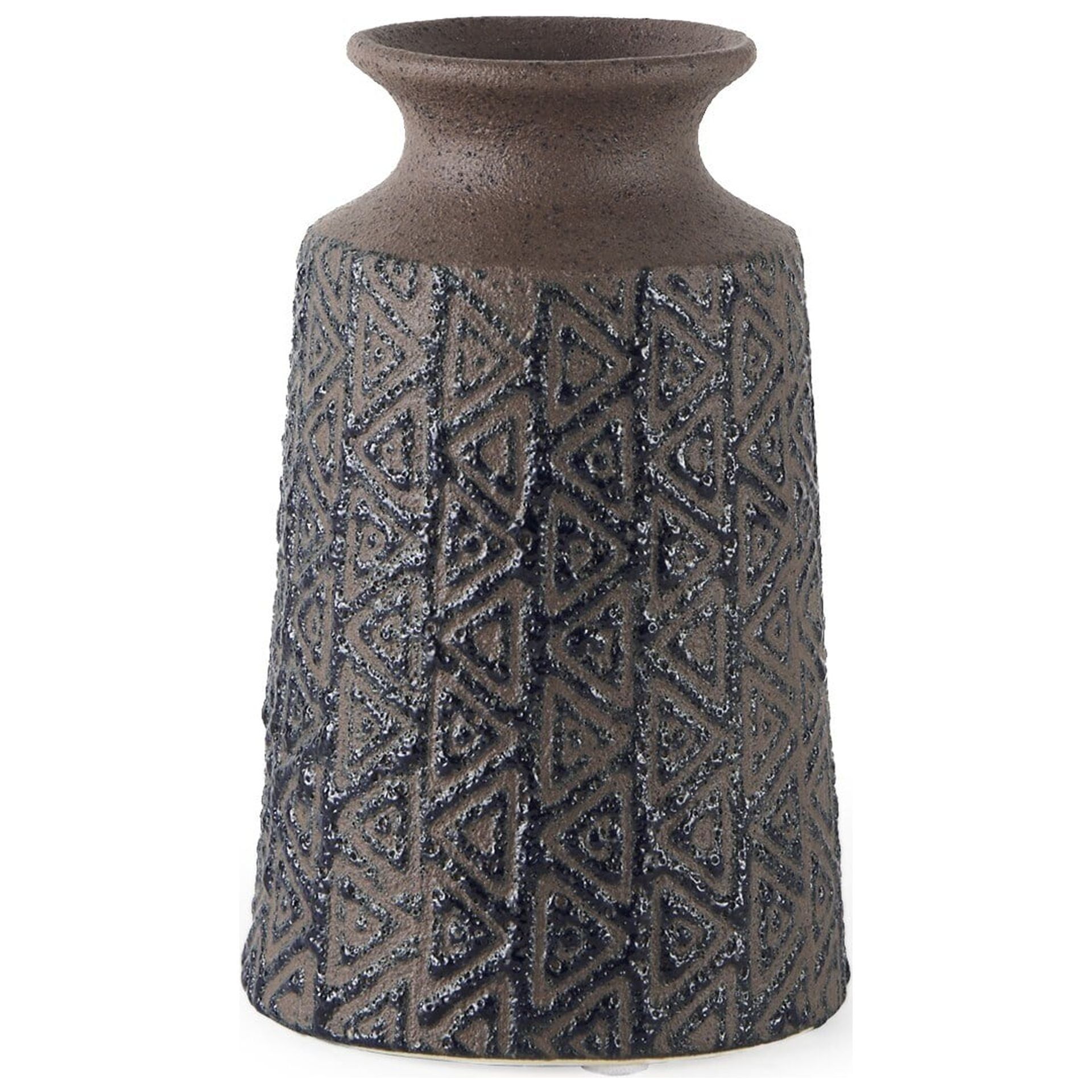 7" Brown and Blue Tribal Ceramic Table Vase