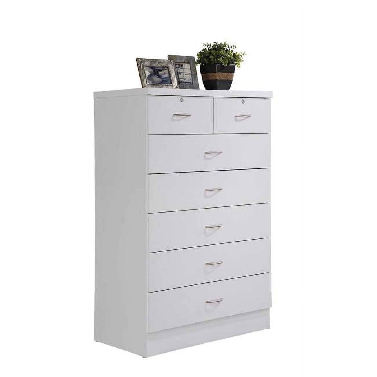 White 7-Drawer Chest with Locks on Top Drawers