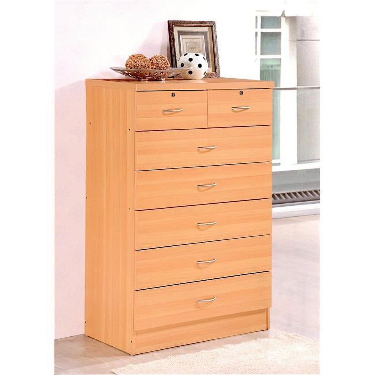 Beech Finish 7-Drawer Jumbo Chest for Extra Storage