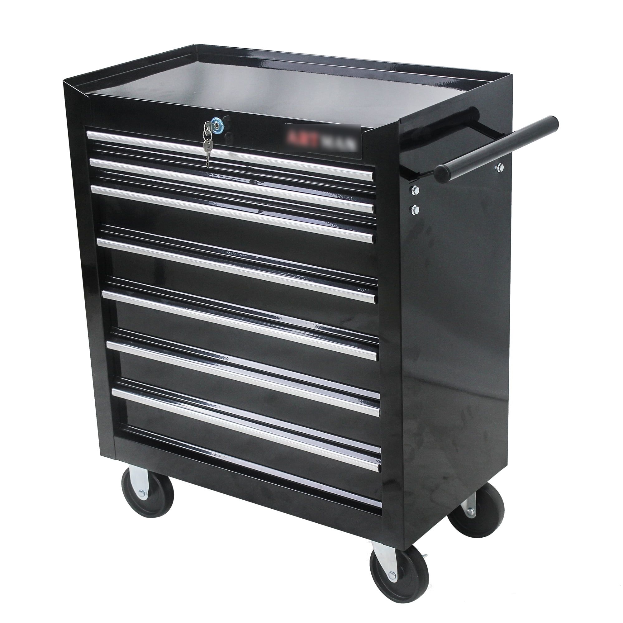 Black Heavy-Duty Steel 7-Drawer Rolling Tool Cart