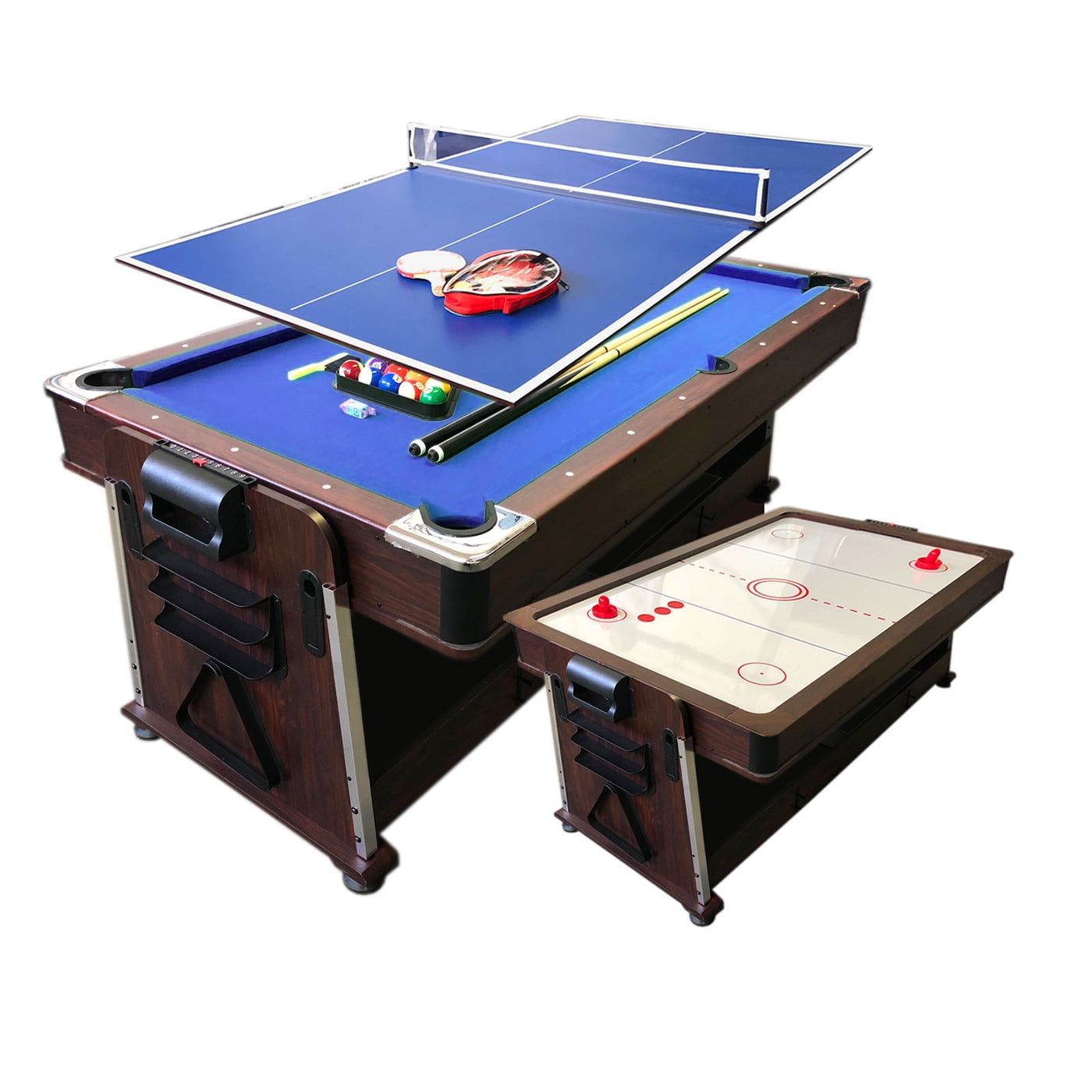 7 FT Blue Multi-Game Pool Table with Air Hockey and Table Tennis