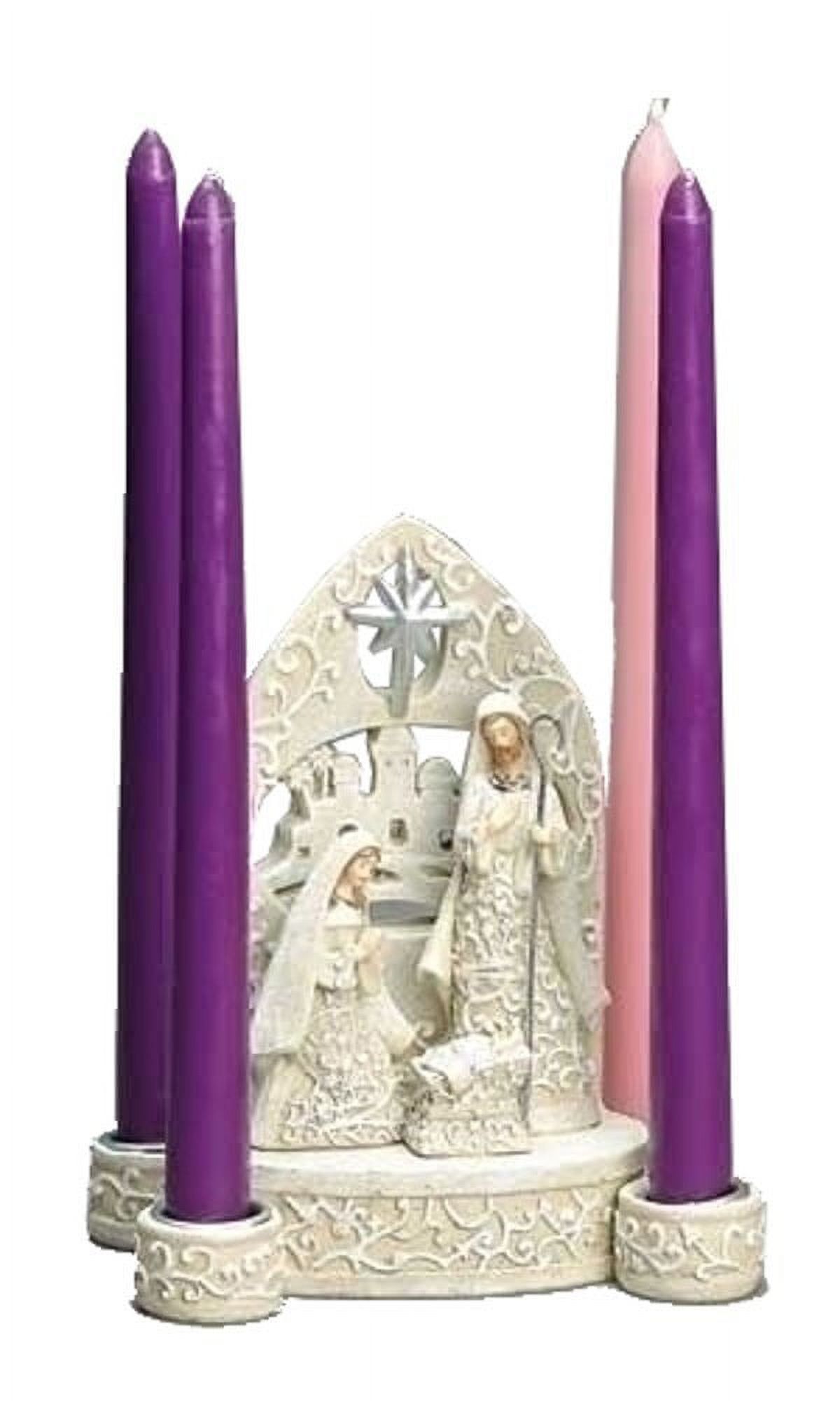 Holy Family Advent Candle Holder with Intricate Design - 7"H