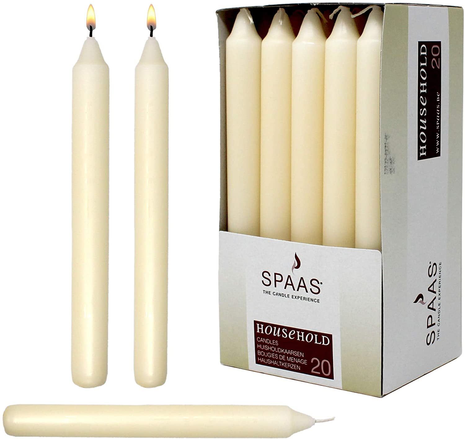 7 Inch Ivory Dripless Paraffin Wax Taper Candles - 20 Pack