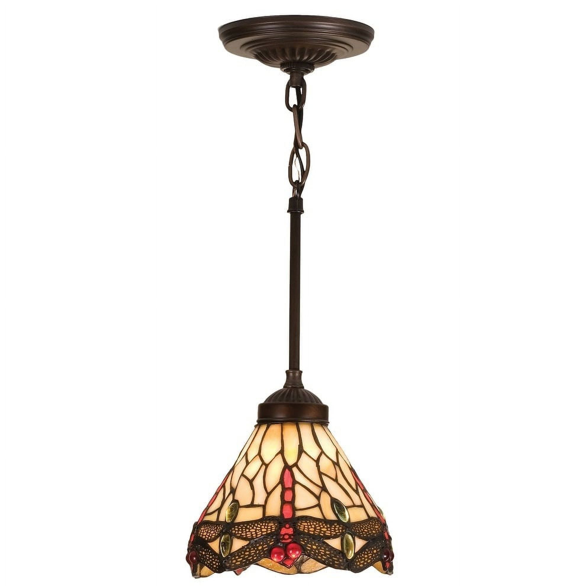 7-Inch Bronze and Glass Dragonfly Mini Pendant Light