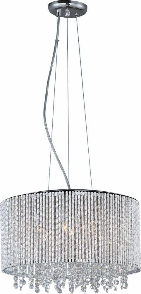 Polished Chrome Crystal Drum 7-Light Pendant