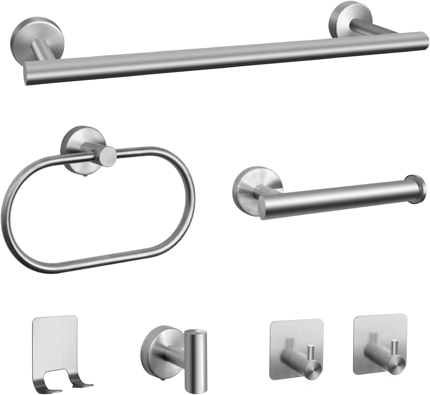 Brushed Nickel Stainless Steel 7-Piece Bathroom Hardware Set