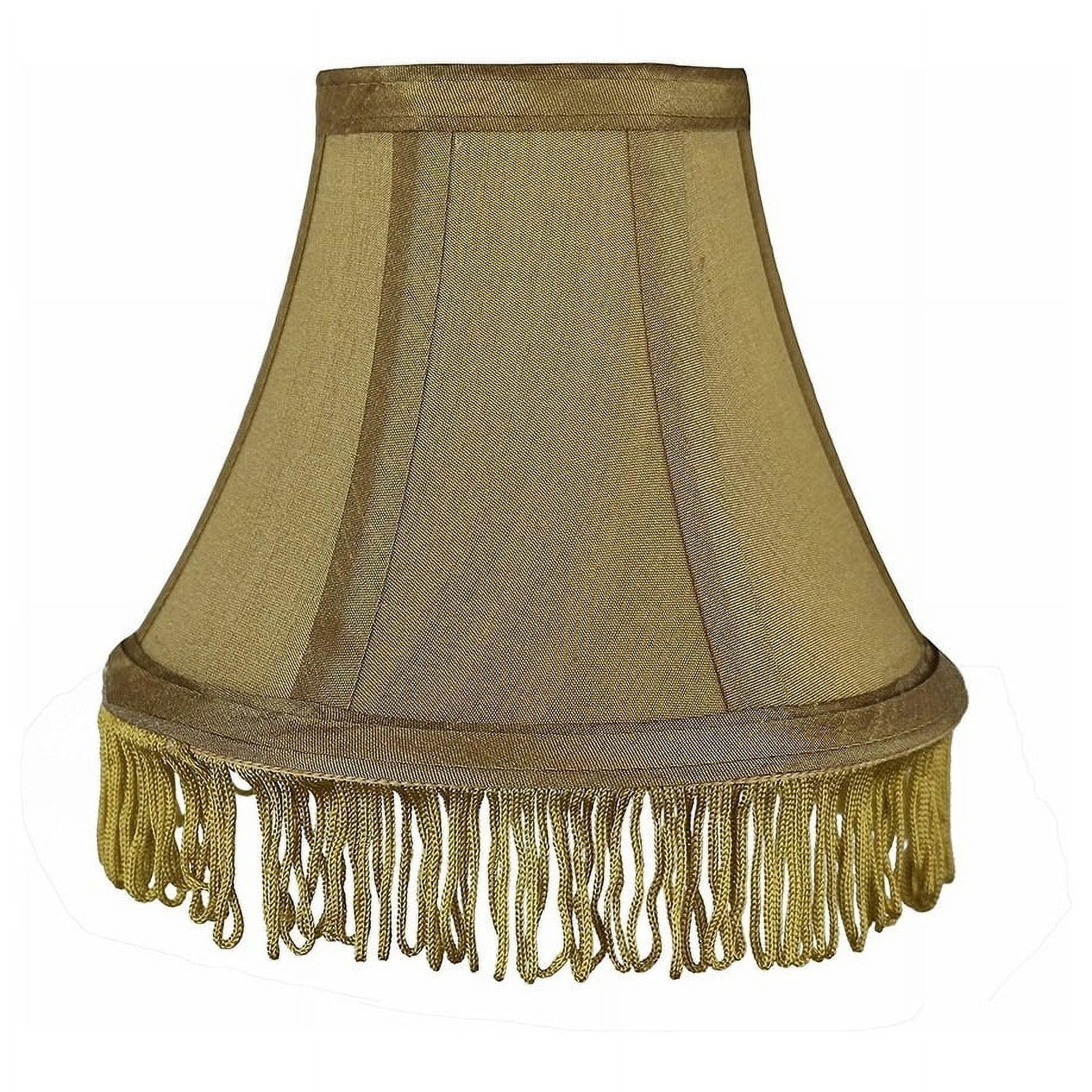 Gold Silk Bell Lamp Shade with Fringe, 5x9x7 Inches